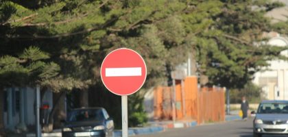 a sign on the street