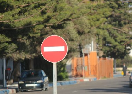 a sign on the street